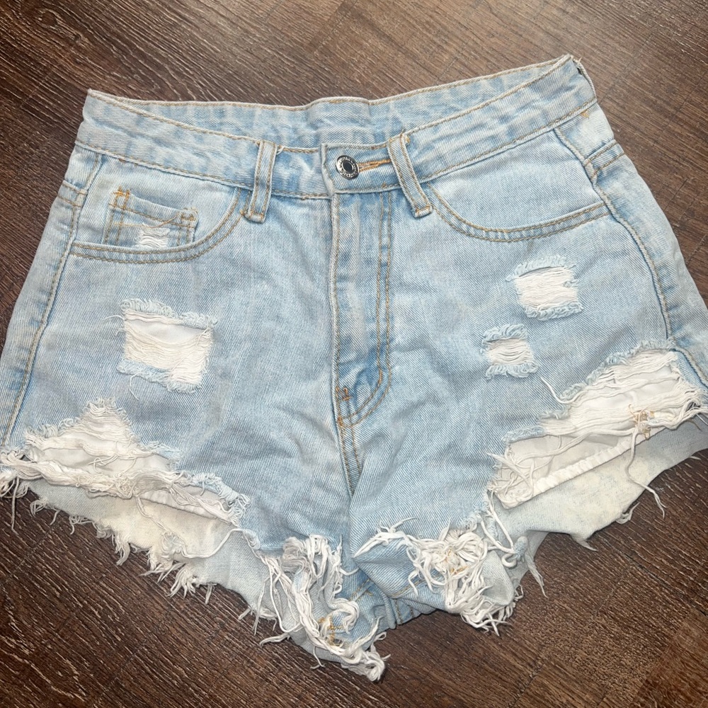 Shein distressed jean shorts